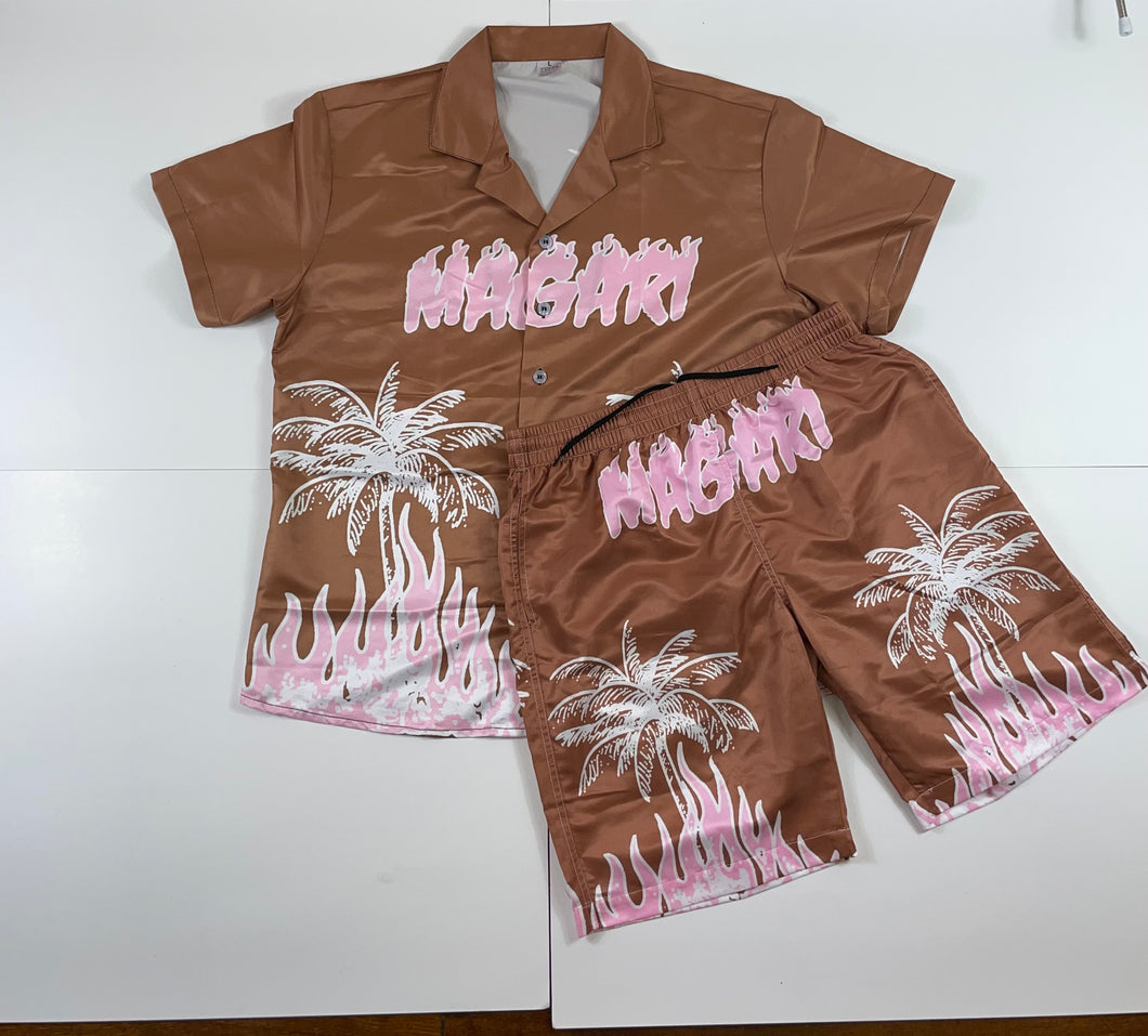 MAGARI FLAME ISLAND BEACH SET BROWN/PINK