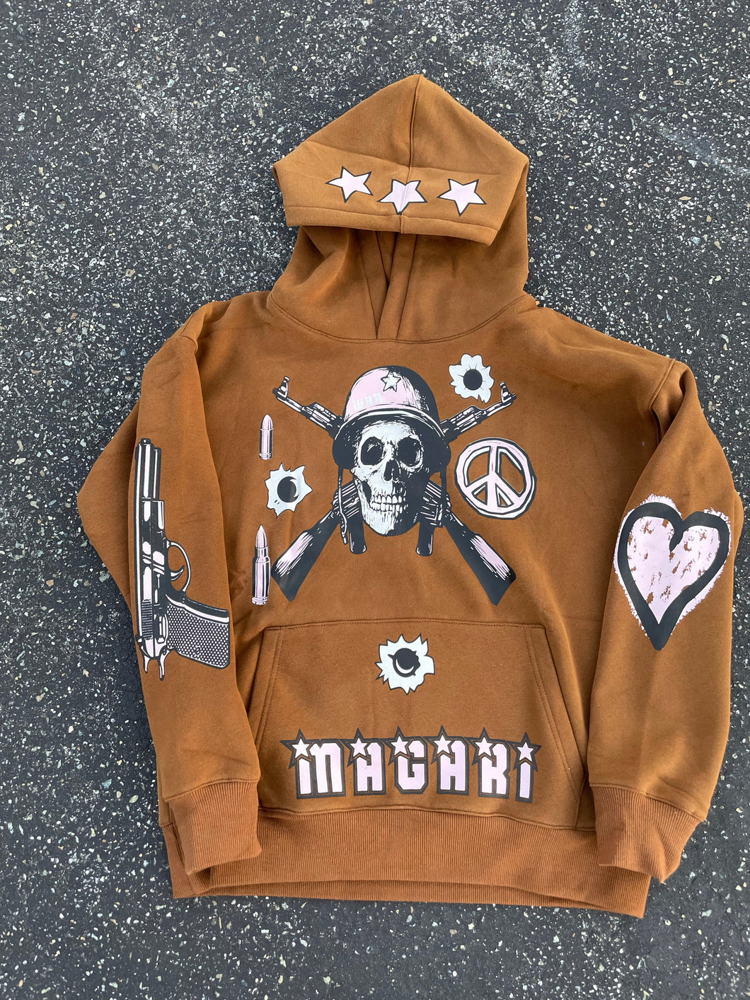 MAGARI LOVE AND WAR HOODIE BROWN