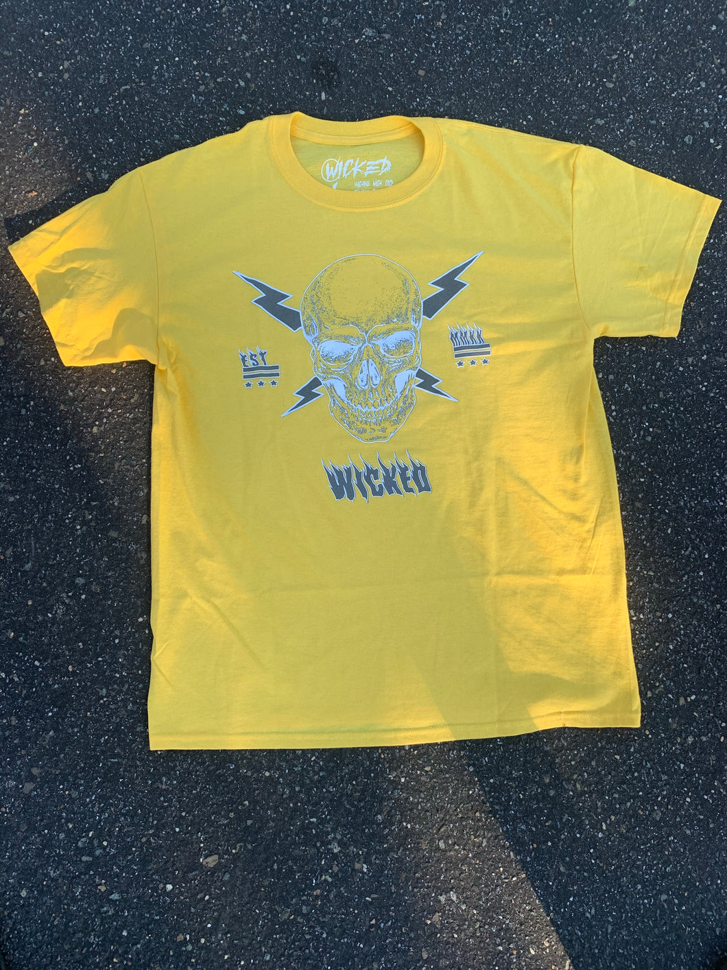 WICKED REFLECTIVE EST SKULL TEE (YELLOW)