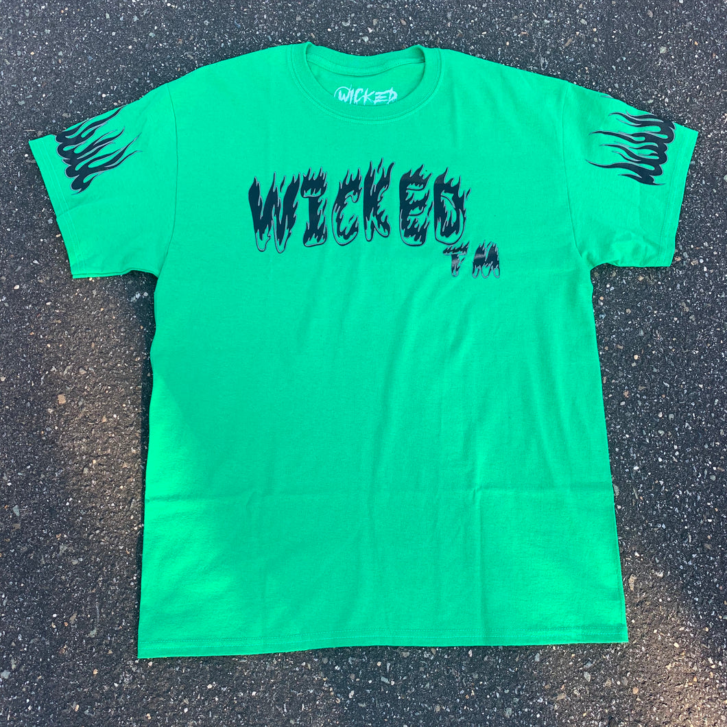 WICKED REFLECTIVE TM FLAME TEE (SLIME GREEN)