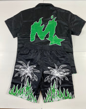 Load image into Gallery viewer, MAGARI FLAME ISLAND BEACH SET BLACK/GREEN
